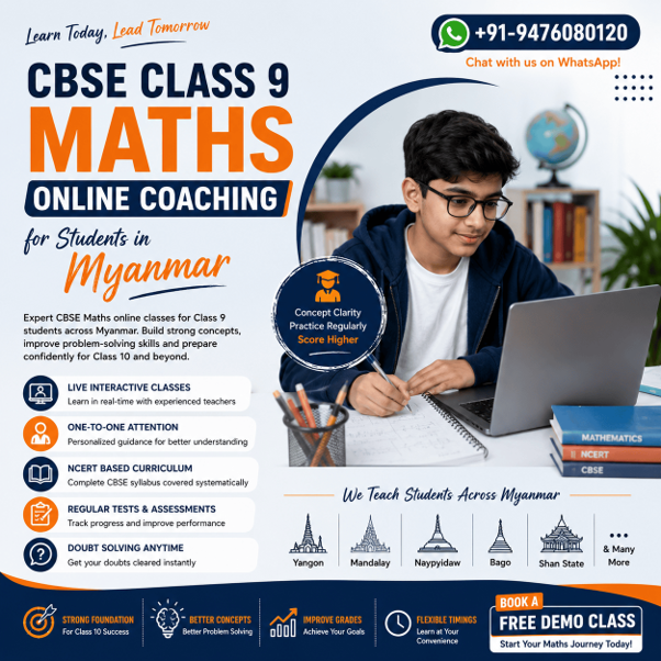 CBSE Class 9 Maths Online Coaching Myanmar