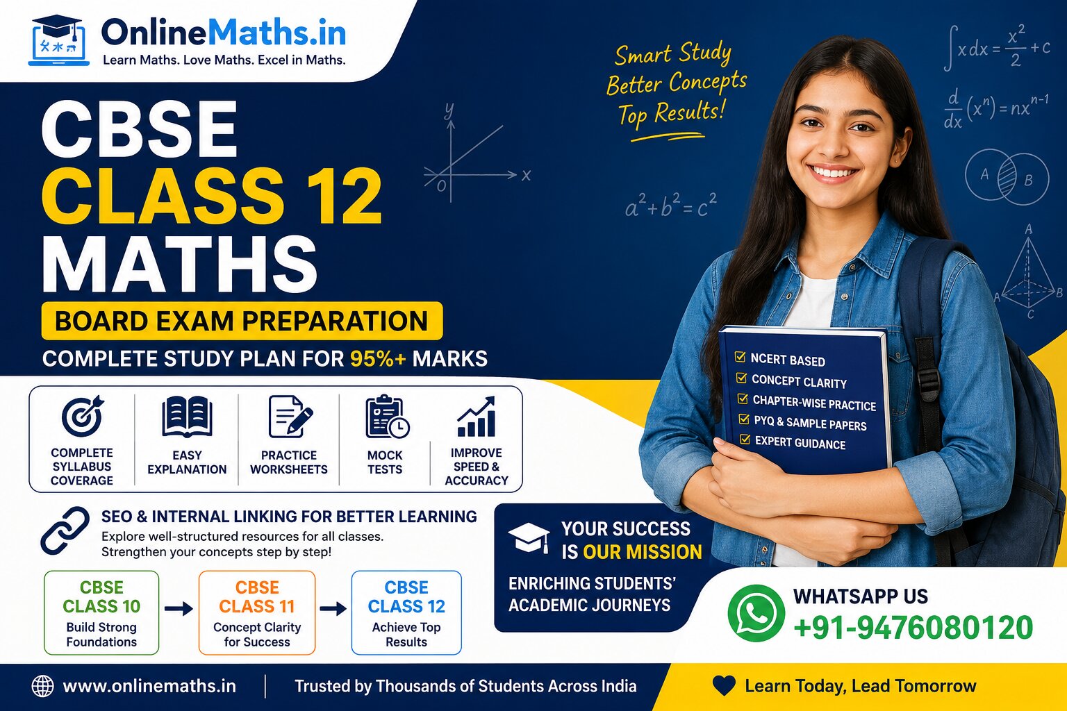 Class 12 Maths Board Exam Preparation: Complete Study Plan for 95%+ Marks