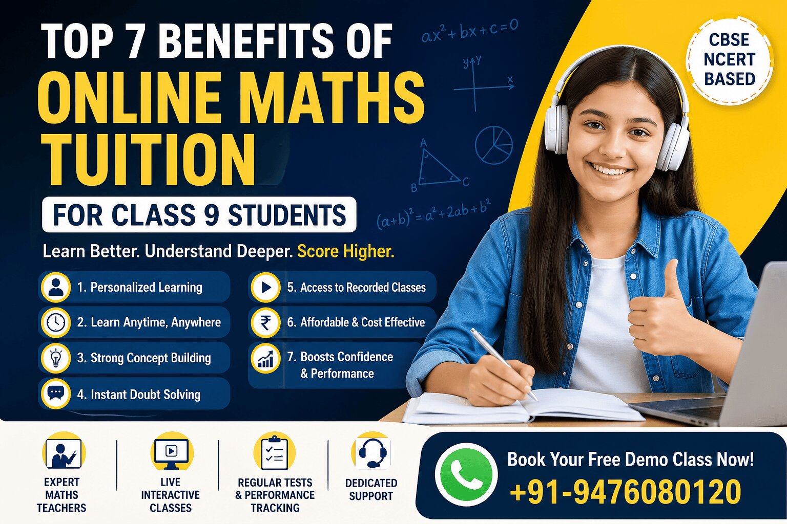Top 7 Benefits of Online Maths Tuition for Class 9 Students